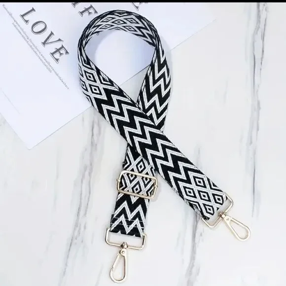 Shoulder Bag Strap Adjustable Replacement Accessory Black and White or Beige - Picture 11 of 12